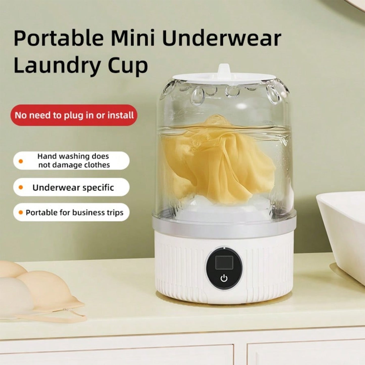 Portable Mini Washing Machine USB Rechargeable Travel Washer For Baby Clothes Underwear Socks Compact Foldable For RV Dorm Camping