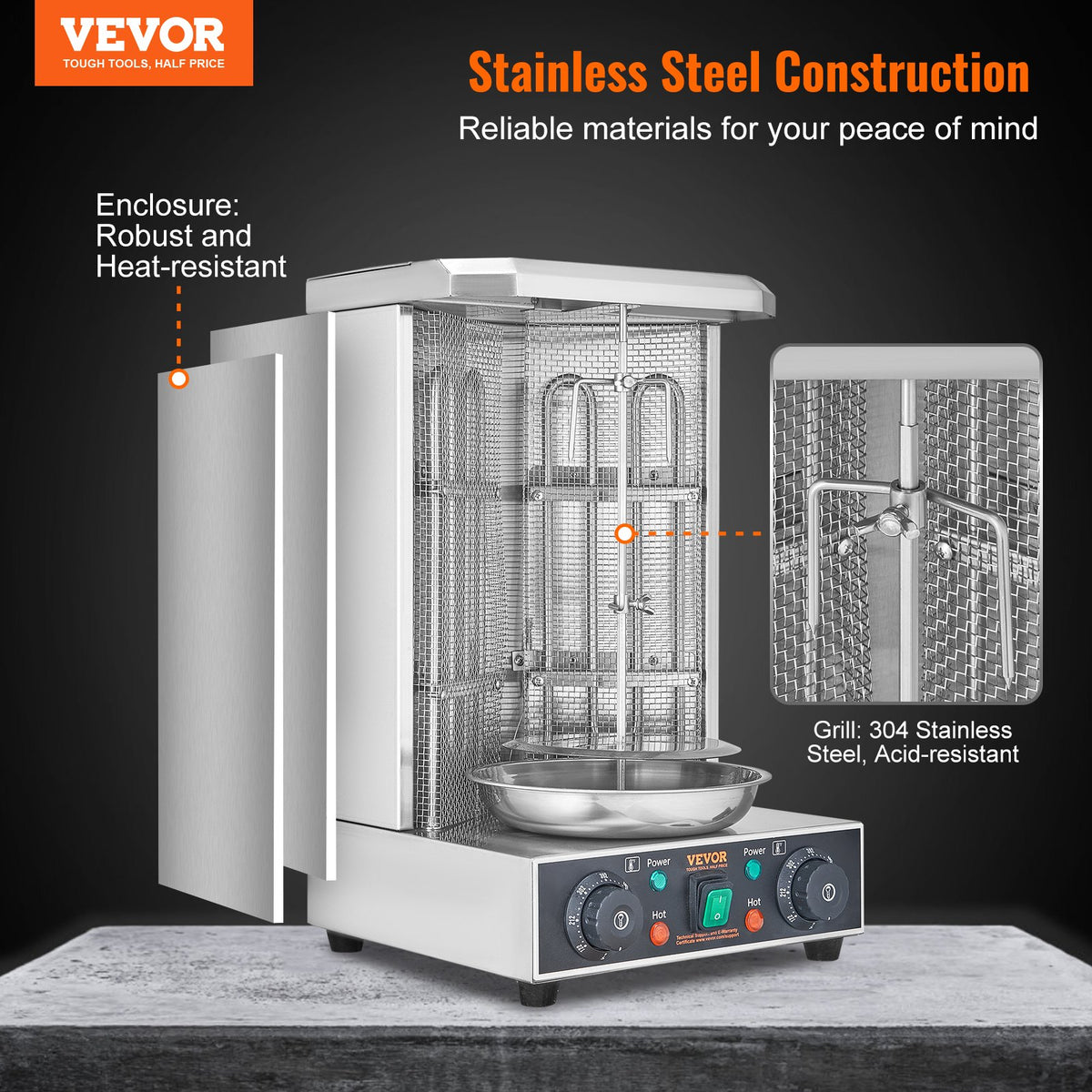 13 lb Electric Shawarma & Gyro Rotisserie with Dual Burners – view 5