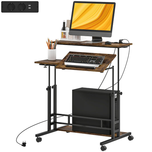 Height Adjustable Standing Desk with Storage Shelf