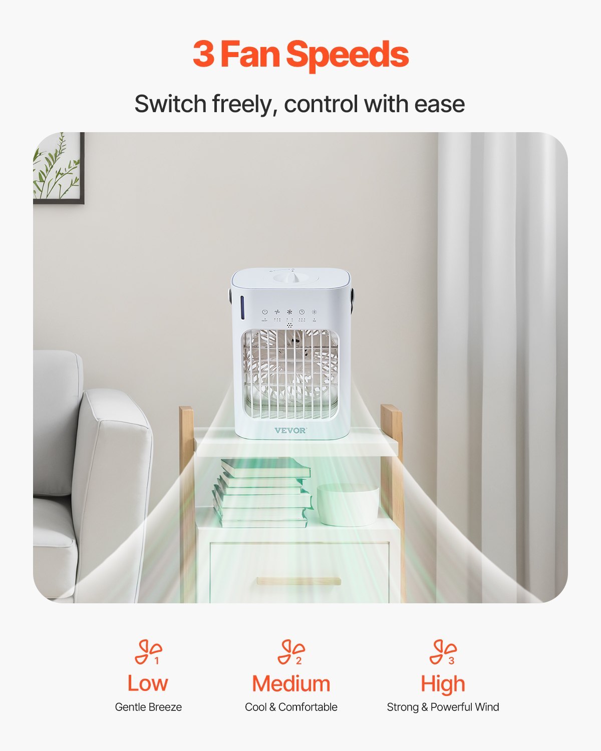 Portable Air Conditioner 4-in-1 Evaporative Air Cooler 700ml Water Tank