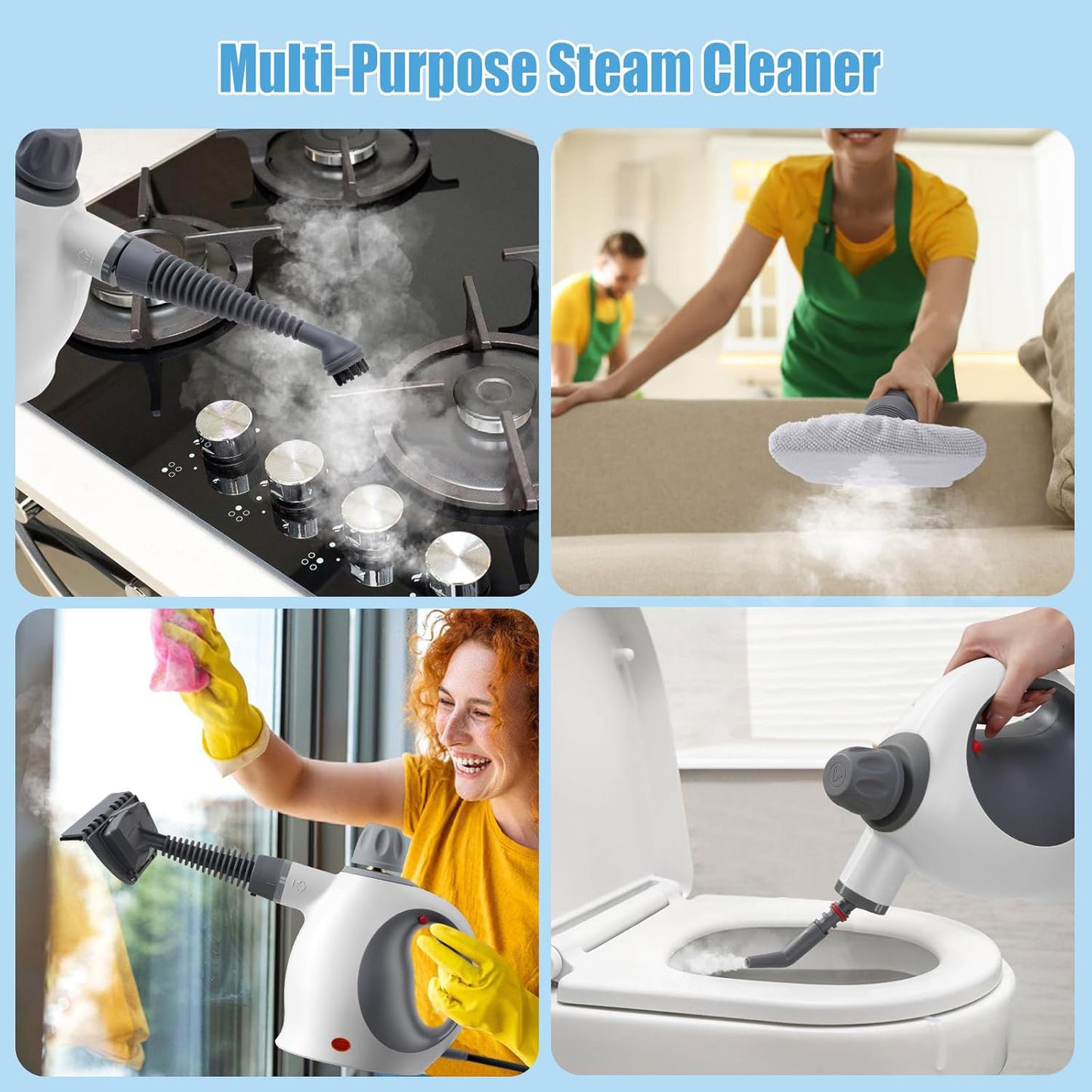 Handheld Steam Cleaner With Safety Lock, 500 Ml Large Water Tank 12 Piece Accessory Set Deep Cleaning Multiple Surfaces For Kitchen, Bathroom, Car,  OffWhite