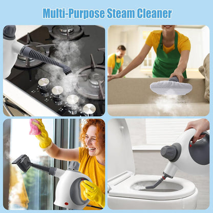 Handheld Steam Cleaner With Safety Lock, 500 Ml Large Water Tank 12 Piece Accessory Set Deep Cleaning Multiple Surfaces For Kitchen, Bathroom, Car,  OffWhite