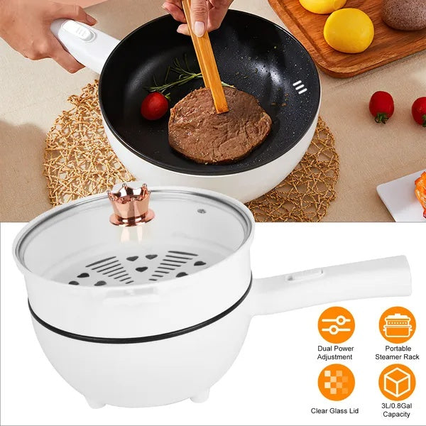 Electric Hot Pot with Steamer & Dual Power Control