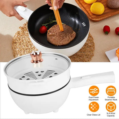 Electric Hot Pot with Steamer & Dual Power Control