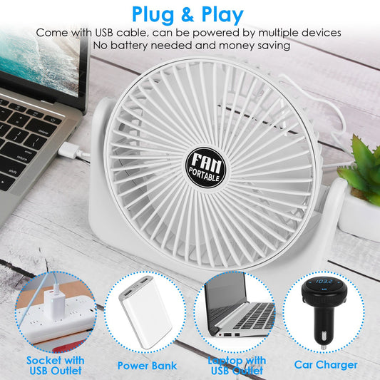 6.5in Desk Fan USB Powered 2 Speeds Table Cooling Fan Tilt Quiet Desktop Fan For Bedroom Office
