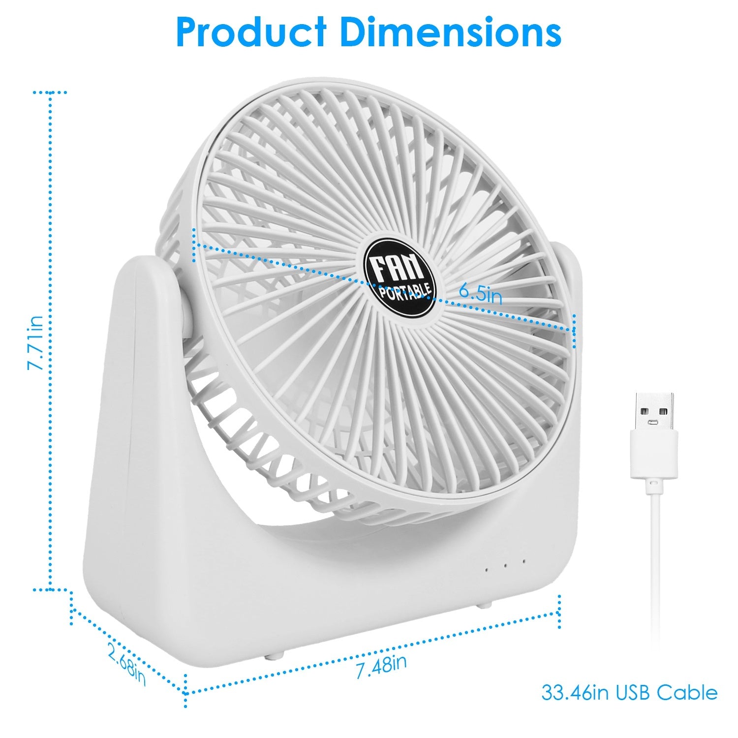 6.5in Desk Fan USB Powered 2 Speeds Table Cooling Fan Tilt Quiet Desktop Fan For Bedroom Office