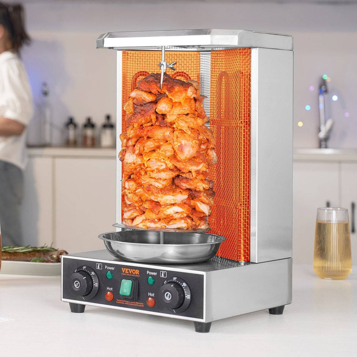 13 lb Electric Shawarma & Gyro Rotisserie with Dual Burners – view 3