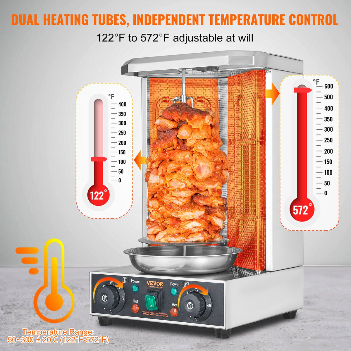 13 lb Electric Shawarma & Gyro Rotisserie with Dual Burners – view 4