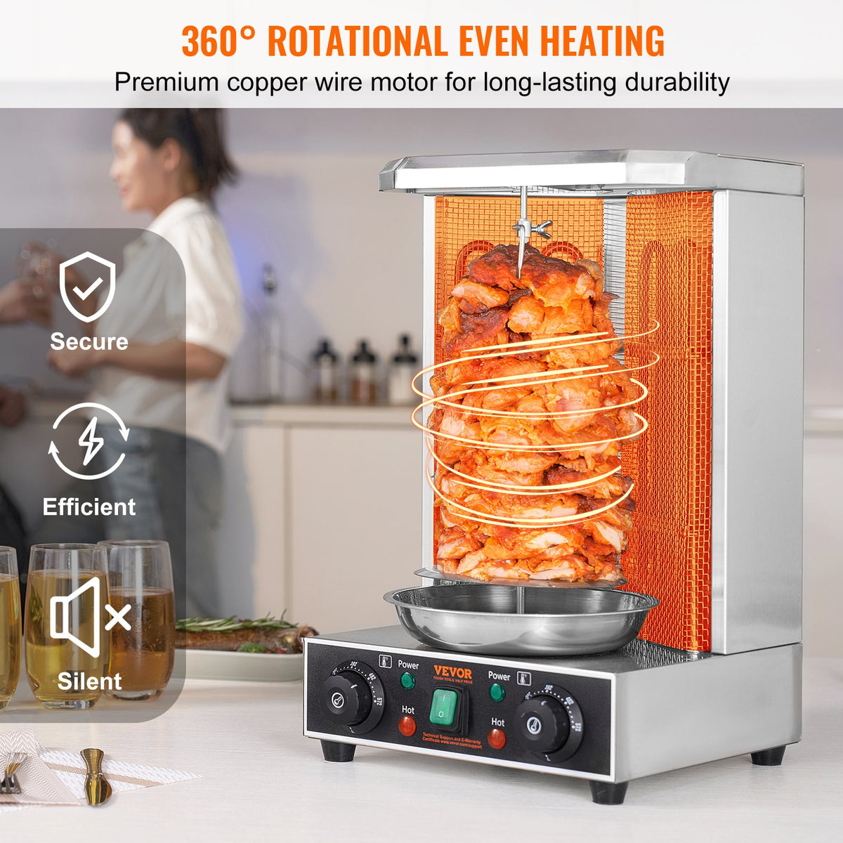 13 lb Electric Shawarma & Gyro Rotisserie with Dual Burners – view 6