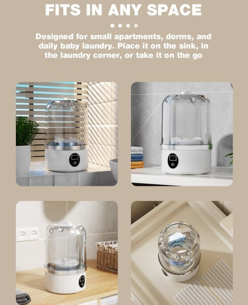 Portable Mini Washing Machine USB Rechargeable Travel Washer For Baby Clothes Underwear Socks Compact Foldable For RV Dorm Camping