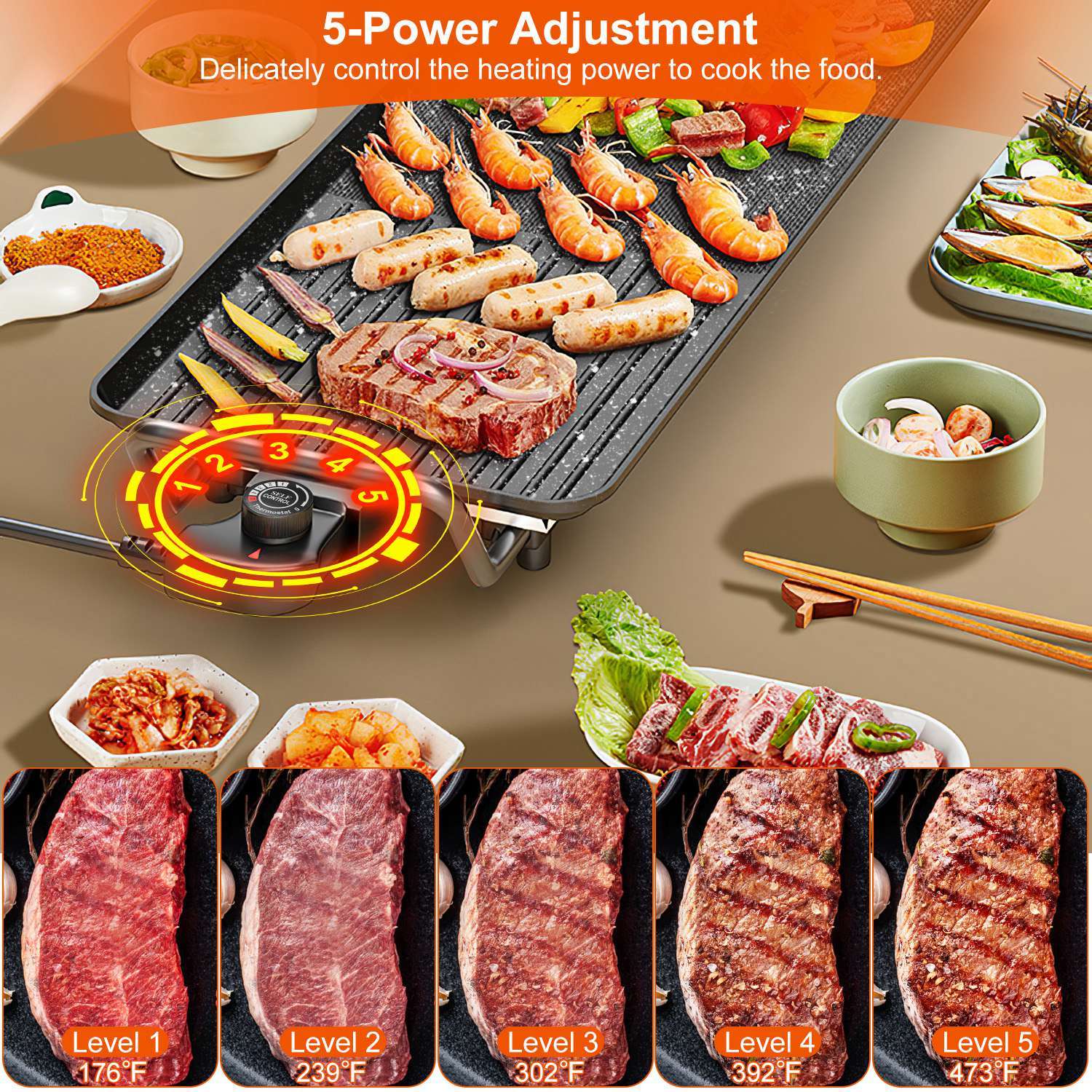 1Pc Electric Barbecue Grill Hot Plate Cooking BBQ Griddle Non Stick Table Top Grill Griddle For Indoor Outdoor Camping Picnic Family Gathering Friend Party