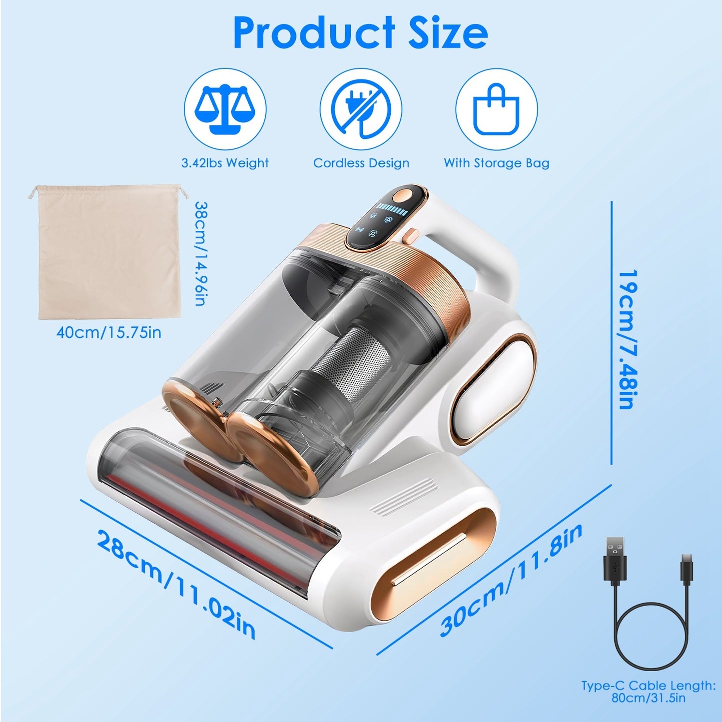 Handheld Mattress Vacuum Cleaner with UV Light & Powerful Suction