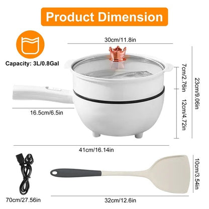 Electric Hot Pot with Steamer & Dual Power Control